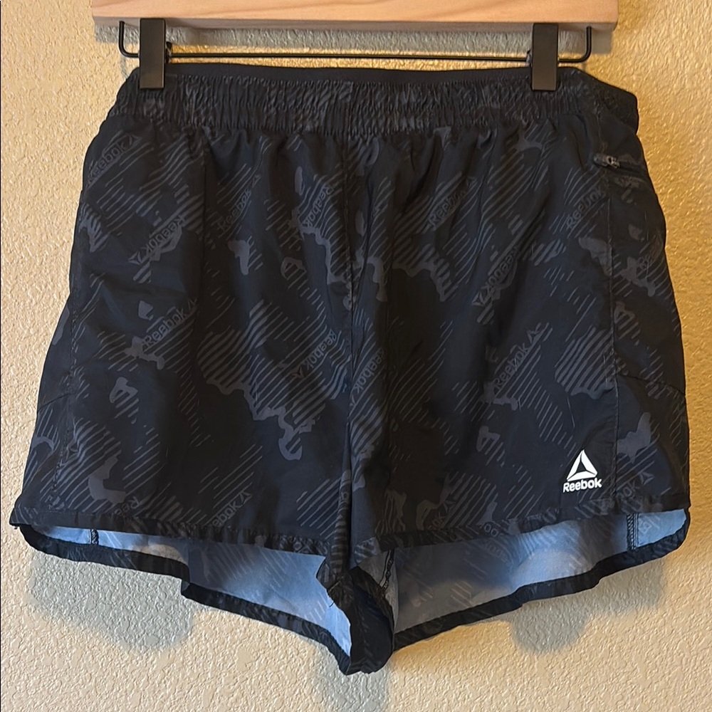 Reebok Black Patterned Running Shorts